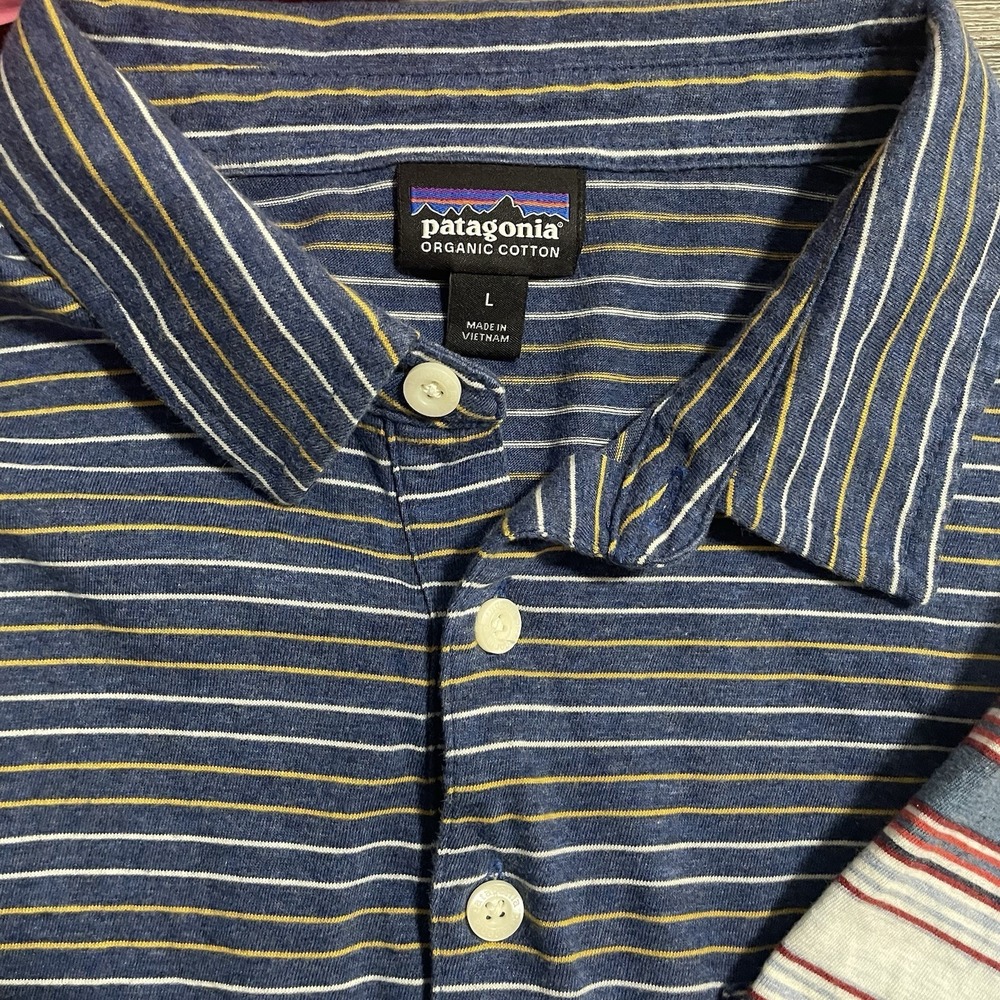 Patagonia Men's Polo Duo - Navy Blue & White with Multi Stripes - Picture 7 of 9